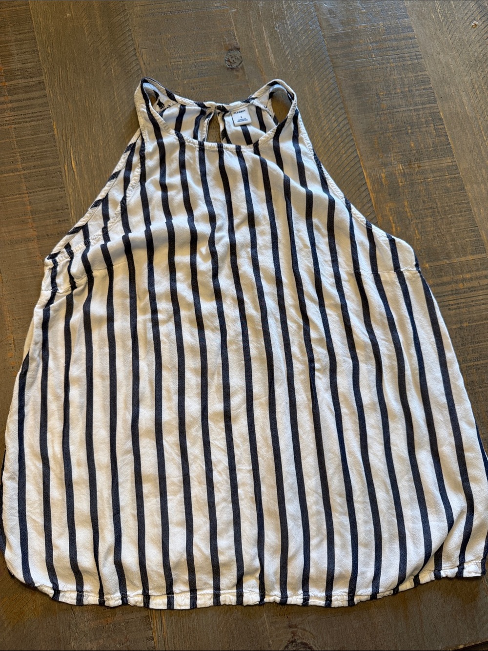 Old Navy White & Black Vertical Stripe Halter Tank